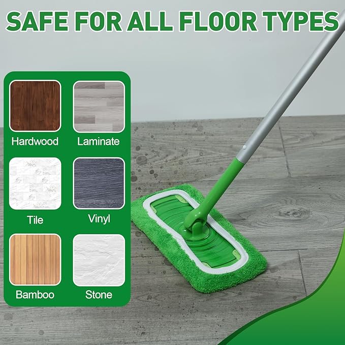 8 Pack Reusable Microfiber Mop Pads Replacement Compatible with Swiffer Sweeper, Machine Washable Mop Pads Refills for Wet & Dry Floor Cleaning, Mopping Cloths Fits Hardwood, Marble, Tile & Laminate