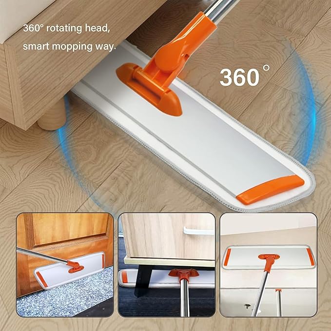 Dust Mop for Floor Cleaning with 3 Washable Pads and 55” Long Stainless Steel Handle,Microfiber Mop for Hardwood Floors, Tile, Marble Floors (Microfiber mop)