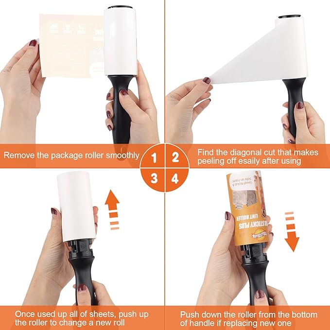 WulaWindy Lint Roller for Pet Hair, Extra Sticky Lint Rollers Pet Hair Remover for Clothes, Work Great on Pet Hair Value Pack (4 Pack) (6 Pack)