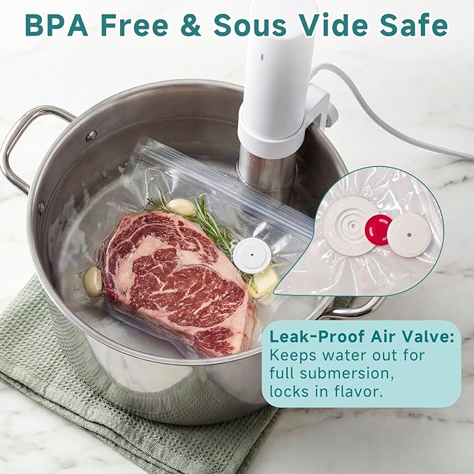 Reusable Vacuum Sealer Bags for Food – 30 BPA-Free Small (8.66in × 8.26in) Food Storage Bags, Freezer Microwave Safe, Odor-Resistant, Leak-Proof – Compatible with Handheld Vacuum Sealers | BPA Free Material