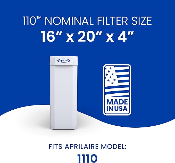 AprilAire 110 Replacement Filter for AprilAire Whole House Air Purifiers - MERV 11, Clean Air & Dust, 16x20x4 Air Filter (Pack of 1)
