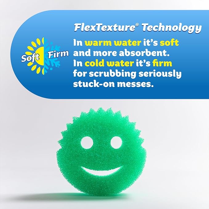 Scrub Daddy Color Sponges - Scratch-Free Multipurpose Dish Sponges for Kitchen, Bathroom & Household Cleaning - Made with BPA-Free Polymer Foam (3 Count)