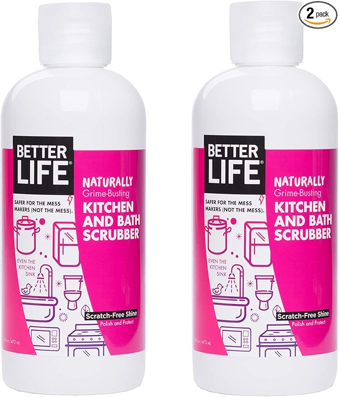 Better Life Sink Scrubber, Kitchen and Bath Cleaner, Tub and Tile Scrub, Stainless Steel and Granite Cleaner, 16 Ounce, Pack of 2