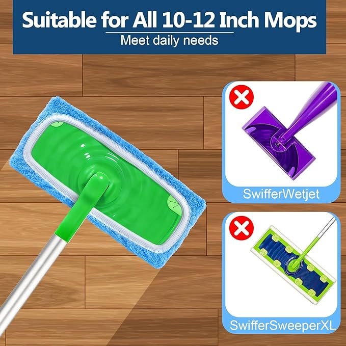 Reusable Mop Pads Fit Swiffersweeper, 6 Pack Reusable Microfiber Mop Pads, Washable Dry Sweeping Cloths & Wet Swifferpads Refills for Hardwood & Multi - Surface Floor Cleaning A