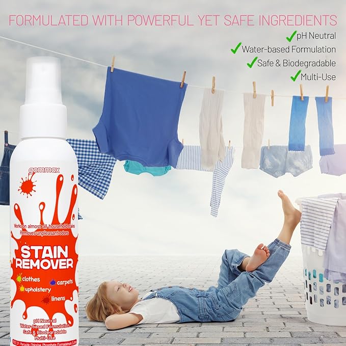 Multi-Use Stain Remover Spray, pH Neutral Formula for Clothes, Carpets, Upholstery and Linens, Water-Based Safe Formula for Baby Clothes (1)