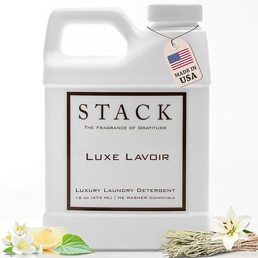 STACK Luxe Lavoir Luxury Laundry Detergent - Premium Scented Laundry Detergent for HE & Standard Washers - Infused with Lavender & Musk - Paraben & Dye Free - Gentle & Effective Cleaning - 16 oz