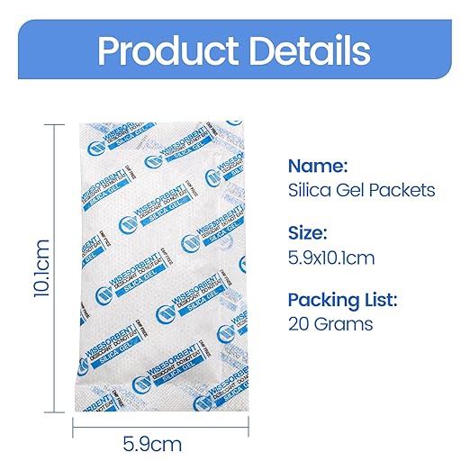 Silica Gel Packets, 20 Gram 15 Packs Dessicant Packets for Storage, Pure and Safe Silica Gel Desiccant Packs, Humidity Packs
