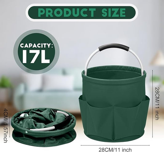 Cleaning Caddy for Cleaning Supplies,17L Cleaning Supply Caddy with Handle Foldable Cleaning Supplies Organizer Bucket Cleaning Products Organizers for Home, Garden (Grass Green)