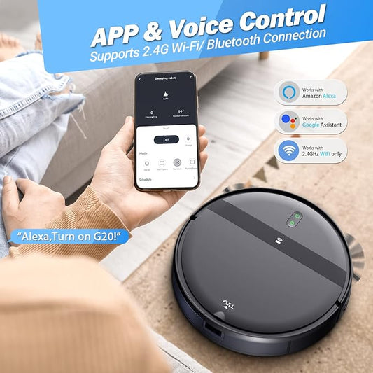 Robot Vacuum and Mop Combo, App/Alexa Control, Smart Robot Vacuum Cleaner, Ultra-Thin, Automatic Recharge Robotic Vacuum Cleaner for Pet Hair/Carpet/Hard Floor