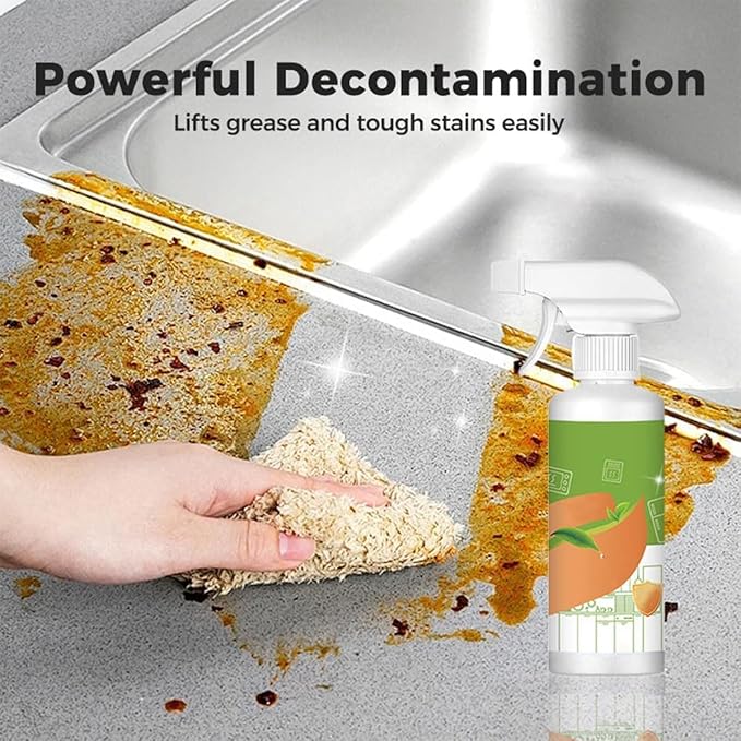 Electrolyzed Ion Kitchen Cleaner Spray, Kitchen Appliance & Grease Cleaner, Natural Enzyme Cleaners, Multi-Purpose Grime Remover for Pot, Oven, Stove, Range Hood & Countertops (2Pcs,120ml)