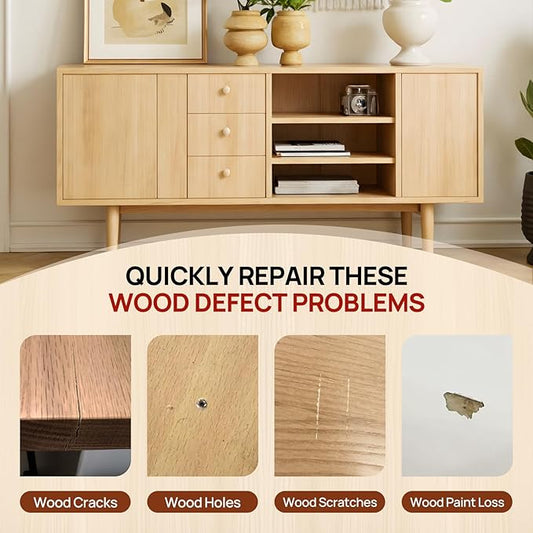 Wood Furniture Repair Kit, Wood Touch up Fillers, Repair Scratches, Cracks, Paint Chips, and Nail Holes on Furniture, Floors, Doors, Cabinets, and Tables (5 Light Colors)