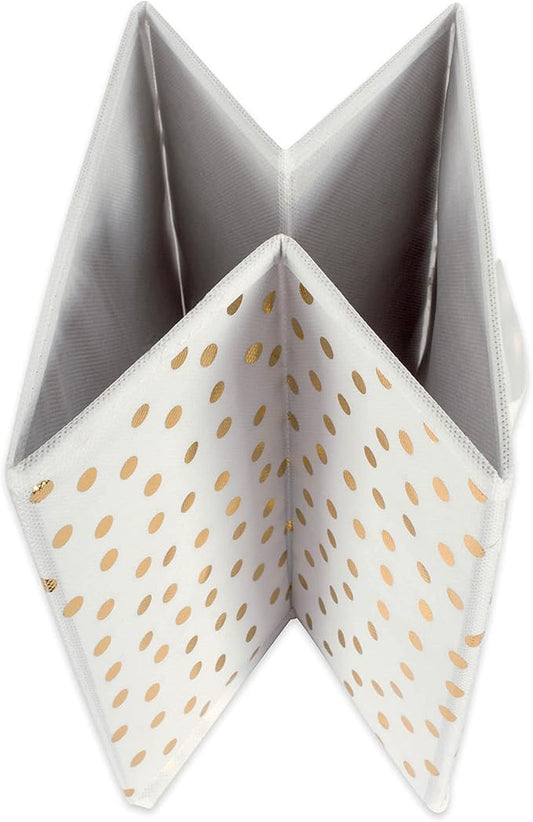 DII Non Woven Polyester Storage Bin, Polka Dot, White & Gold, Small Set of 2
