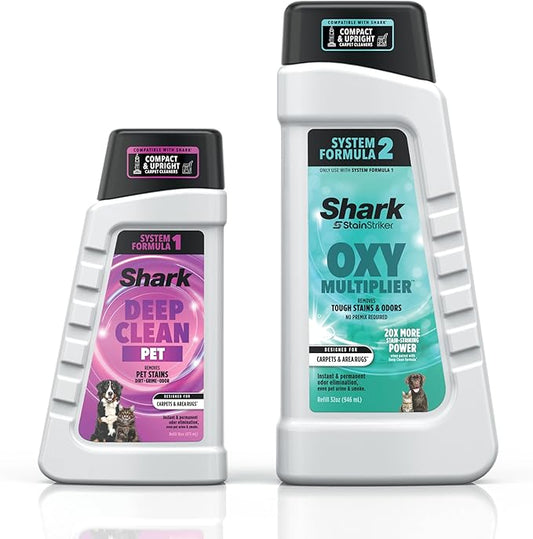 Shark StainStriker Pet Bundle for All StainStriker Portable Carpet Cleaners, Includes 32oz OXY Multiplier formula and 16oz Deep Clean Pet formula, PXCPBUNDLE