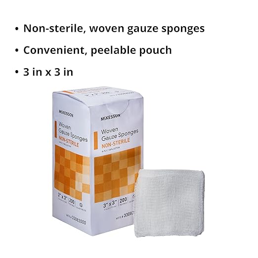 McKesson Woven Gauze Sponges, Non-Sterile, 8-Ply, 100% Cotton, 2 in x 2 in, 200 per Pack (3 X 3 Inch, 4000, Count)