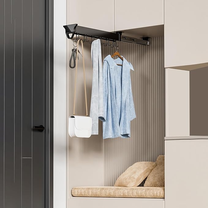 Mop and Broom Holders Pull Out Broom Storage Cabinet with Adjustable Hooks Multifunctional Slide Garage Hanging Storage Rack for Kitchen/Closet/Home/Cupboard/Wardrobe (Size : 36