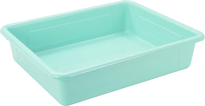 Storex(62522U05C) Letter Size Flat Storage Tray – Organizer Bin for Classroom, Office and Home, Teal, 5-Pack ,10 x 13 x 3 Inches