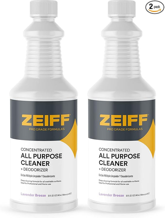 Pro-Grade All-Purpose Cleaner & Deodorizer - Deep Cleaning & Odor Eliminating Formula For Professional & Home Surfaces - 32 Ounce Concentrate - Lavender Breeze, 2 Pack