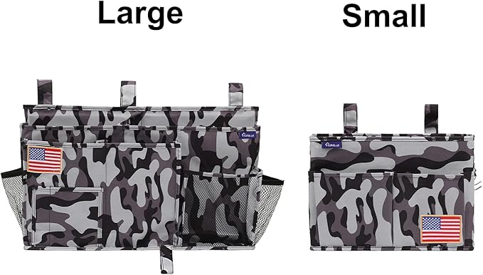 Surblue Bedside Caddy Hanging Bed Organizer Storage Bag Pocket for Bunk and Hospital Beds, College Dorm Rooms Baby Bed Rails, Wheelchair Side Bag, Camp Chiars, 4 Pockets and 2 Hooks (Small City)