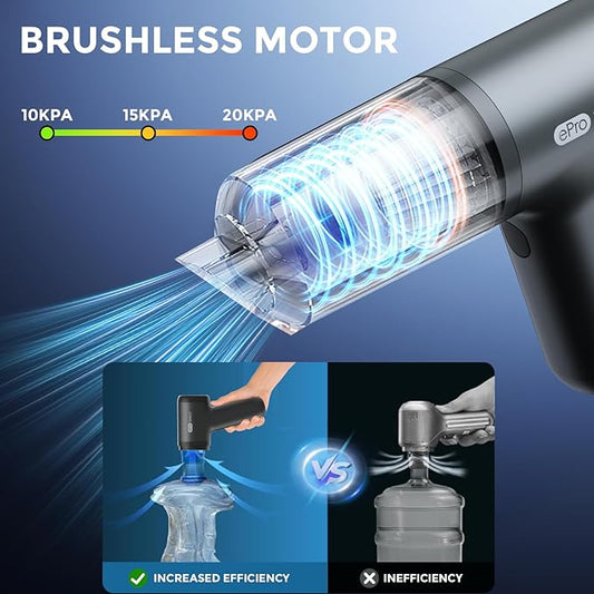 EV1395 Cordless Handheld Vacuum Cleaner - 75W 12000Pa Strong Suction, 14-24min Runtime, 0.14L Dust Bin, Multi-Accessories for Stairs, Floors & Narrow Spaces