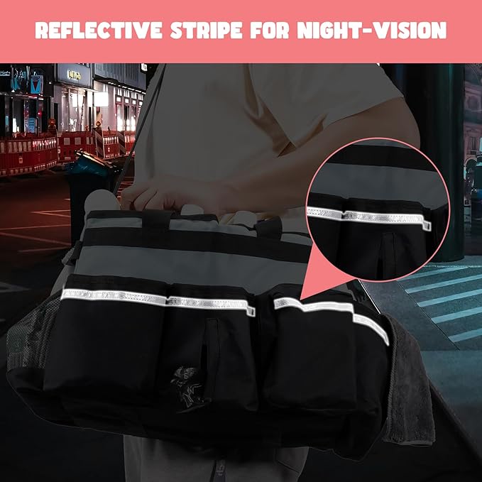 ProCase Cleaning Caddy Bag for Housekeepers, Foldable Cleaning Supply Bag with 5 Compartments, Wearable Cleaning Detailing Bag Organizer Tote Bag with Handles and Shoulder Strap -Cyan