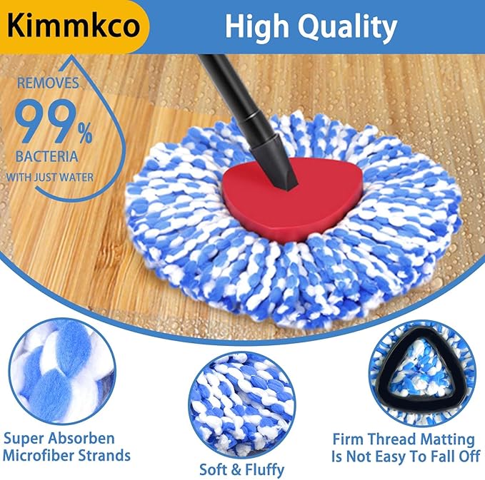 6 Pack Spin Mop Replacement Head for O Ceda RinseClean Spin Mop Refill, Mop Replace Head for Only 2-Tank System, Fluffy Microfiber, Machine Washable