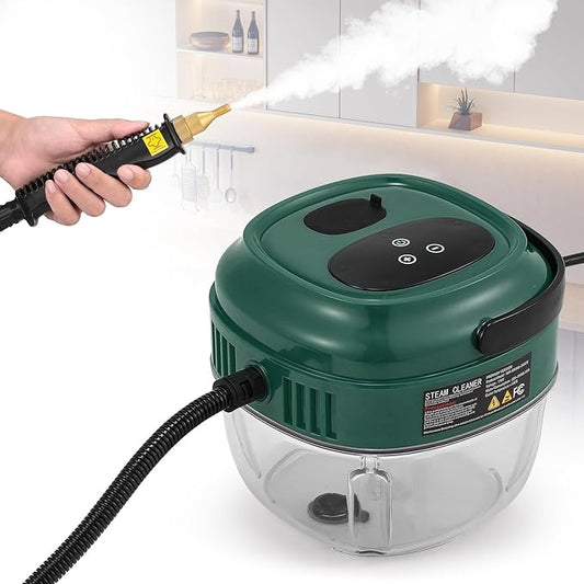 Handheld Steam Cleaner Touch Panel High Pressure Steamer for Cleaning Grout Tile Portable Steamer for Car Auto Home Small Power Cleaning Steamer with Drain Hole (Dark Green)