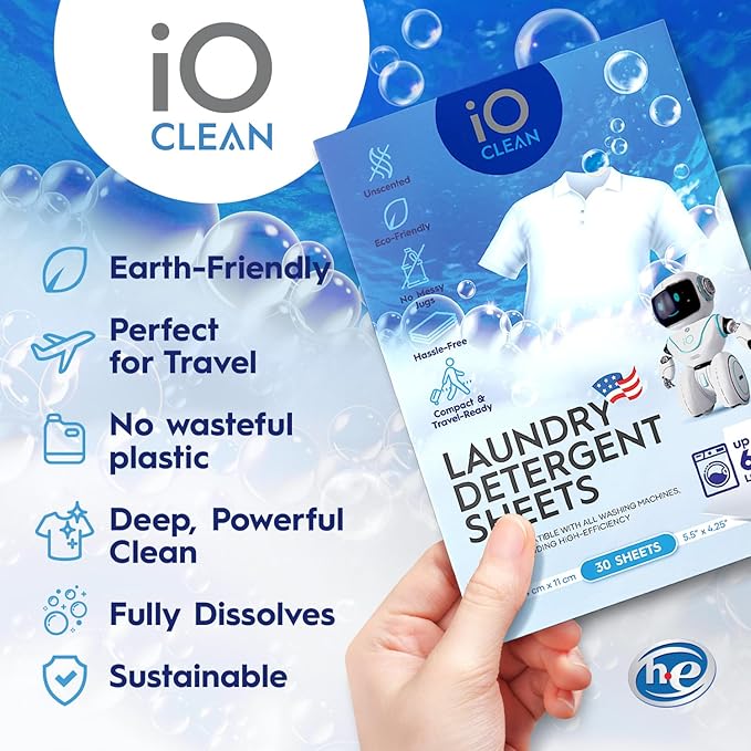 Laundry Detergent Sheets Unscented, 30 Count – Hypoallergenic Laundry Soap Sheets for Sensitive Skin – Travel Friendly Washing Detergent Sheets for HE & Standard Washers