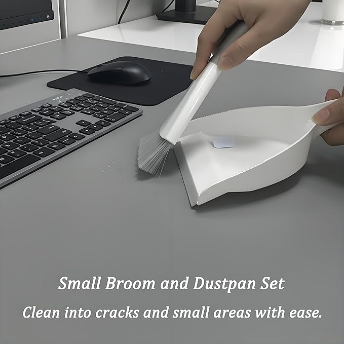 Small Dust Pan and Brush Broom - Dust Pan and Brush Set, Small Dustpan and Brush Set, Hand Broom and Dustpan Set is Daily Clean Tool for Family. （Gray 2 Set）