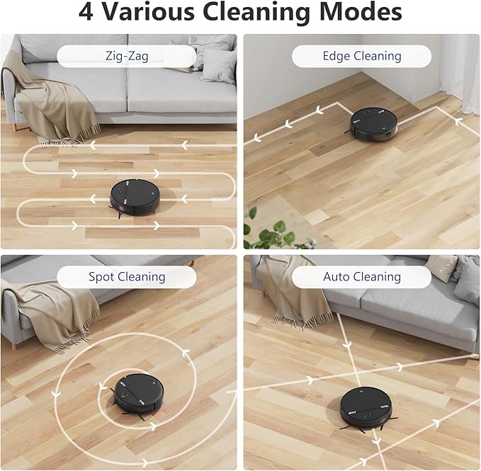 Robot Vacuum and Mop Combo, Vaccum Robot 2 in 1 with WiFi/App/Voice, Schedule, Water Tank and Dustbin, Self-Charging, Slim, Ideal for Hard Floor, Pet Hair, Carpet