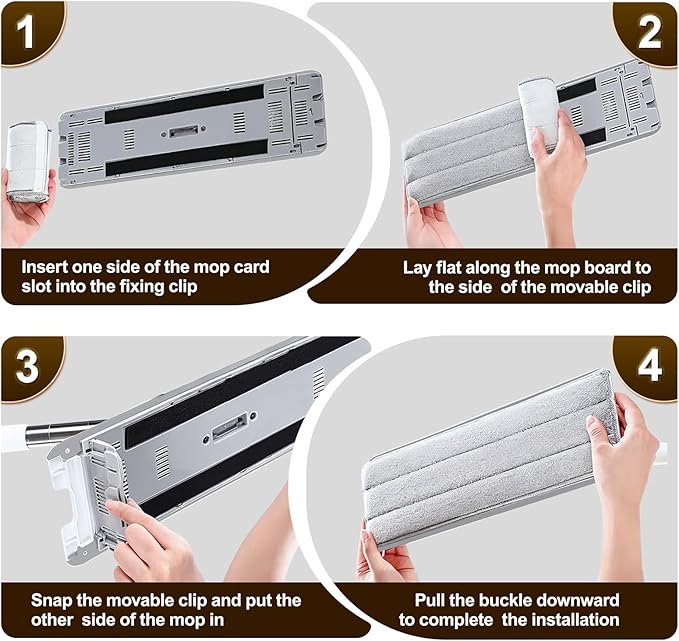 Flat Mop and Bucket System - Mop and Bucket with Wringer Set for Home | Wet Dry Mop for Apartment, Tiny Home, Windows, Wall, Hardwood Floor, RV with 6 Reusable Microfiber Cloth