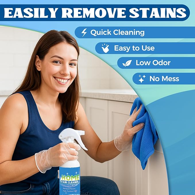 Multipurpose Wall Cleaner Spray – Mold Stain Cleaner for Home Surfaces – Bathrooms, Kitchens, Showers, Basements & Outdoor Areas – Multipurpose Remover for Dirt, Dust, Odor, Oil & Grease