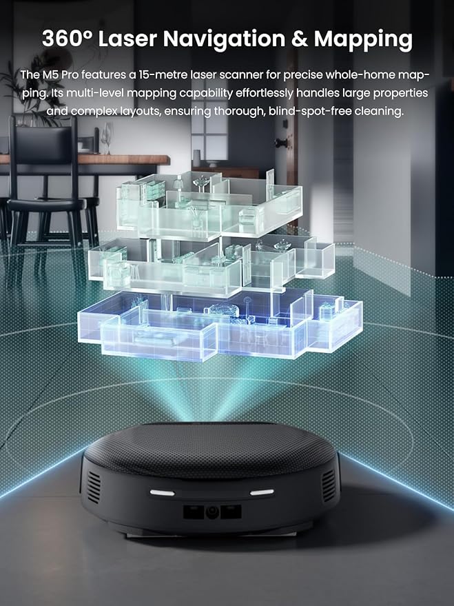 Lefant M5 Pro LiDAR Robot Vacuum and Mop, 18000Pa Suction, Dual Zero-Tangle Design, PSD 2.0 Smart Obstacle Avoidance, All-in-One Robot Vacuum 120 Day Self-Emptying, Auto Mop Washing, Drying&Refilling