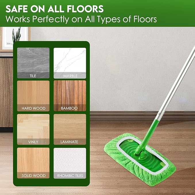 Reusable Mop Pads Refill Compatible with Swiffer Sweeper Mop - Dry Sweeping Cloths & Wet Mopping Cloths for Household Cleaning - Washable Microfiber Pads for Mopping Floors (8 Pack)