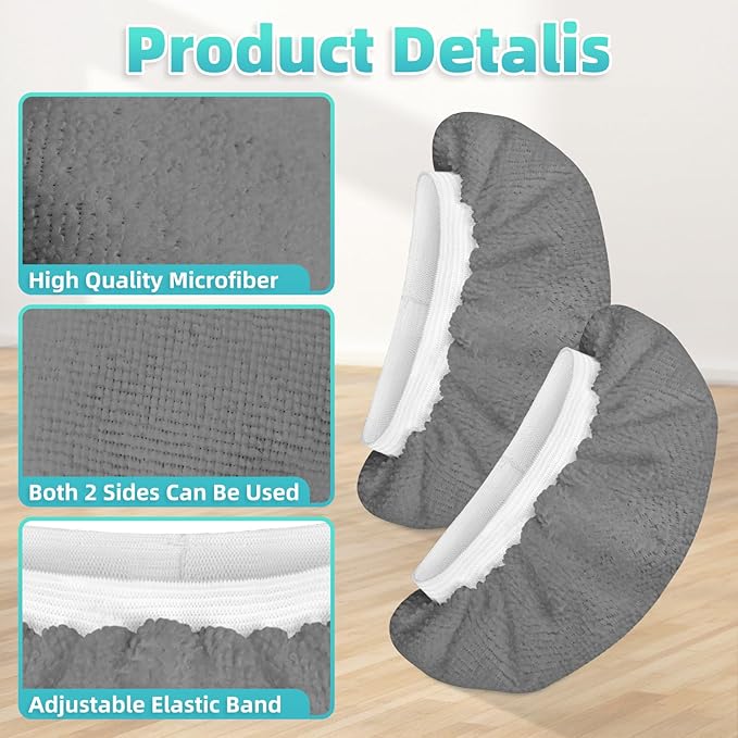 10 Pack Microfiber Cloth for Handheld Steam Shot, Steam Cleaner Accessories, Reusable Washable Steam Mop Pads Compatible with Most of Handheld Steam Shot/Cleaners （Grey）