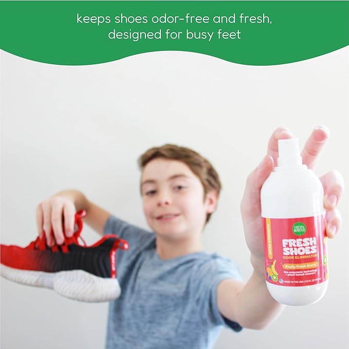 FRESH MONSTER Deodorizing Shoe Spray for Kids & Teens, Shoe Deodorizer Spray with All-Day Odor Protection, Bio-Enzyme Technology, Eliminates Odors, Fruity Fresh, 4 oz