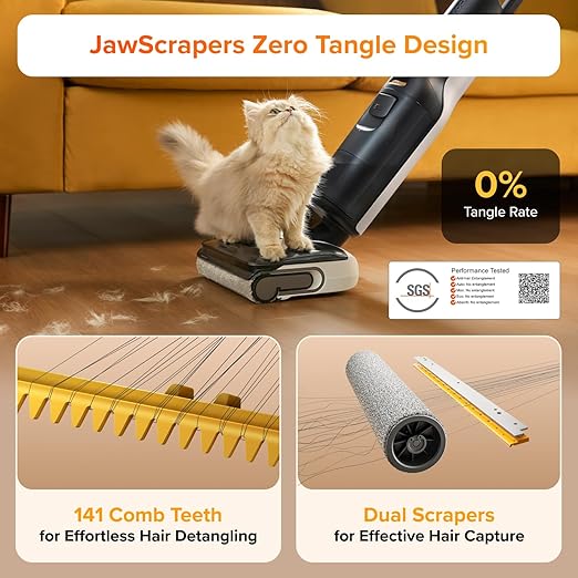 roborock F25 LT Wet Dry Vacuum Cleaner and Mop, 20000Pa Cordless Vacuum Mop Combo, 194°F High Temperature Self Cleaning & Hot Air Flash Drying, 180° Lie-Flat Hard Floor Cleaner, Edge to Edge Cleaning