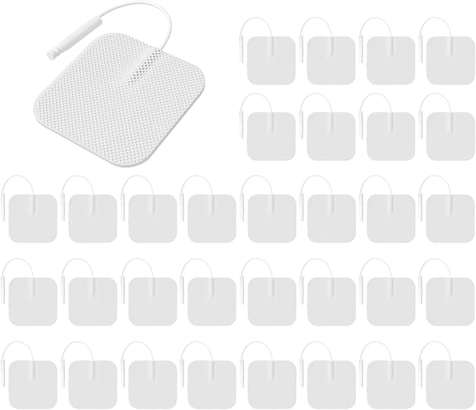 TENS Unit Replacement Pads 40PCS Value Pack, BHK-TENS Reusable Latex-Free Electrodes Pads Compatible with AUVON TENS, TENS 7000 Unit, Neocarbon TENS, Comfytemp TENS, Etekcity TENS, TENKER TENS(White)