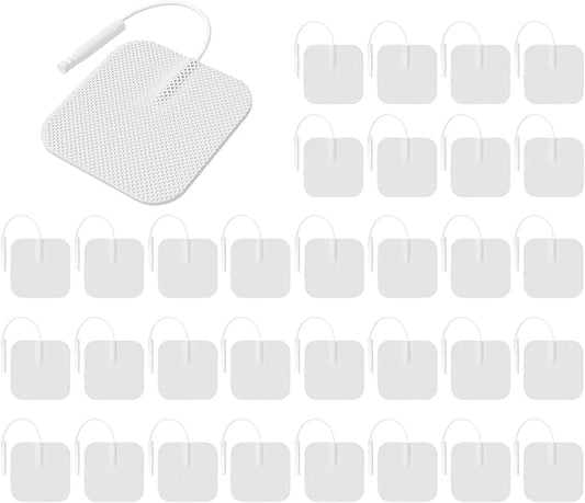 TENS Unit Replacement Pads 40PCS Value Pack, BHK-TENS Reusable Latex-Free Electrodes Pads Compatible with AUVON TENS, TENS 7000 Unit, Neocarbon TENS, Comfytemp TENS, Etekcity TENS, TENKER TENS(White)
