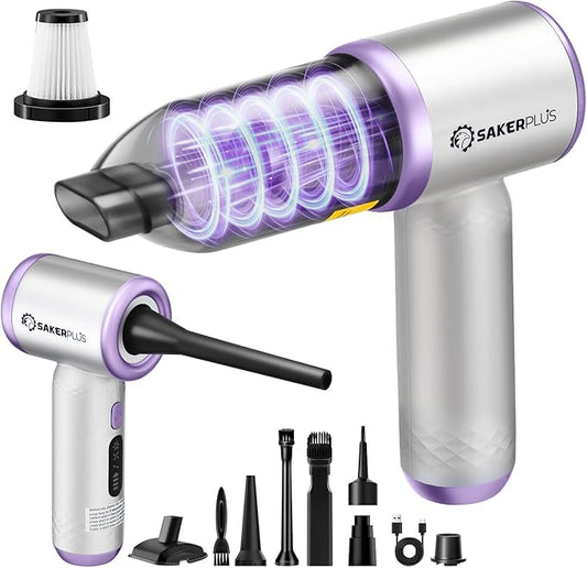 Mini Vacuum Cleaner, 3 in 1 Cordless Handheld Vacuum Cleaners, 18000Pa High Power Car Vacuum Cleaner with Brushless Motor,Adjustable Car Vaccum Portable for Cars,Desktop (Sliver and Purple)