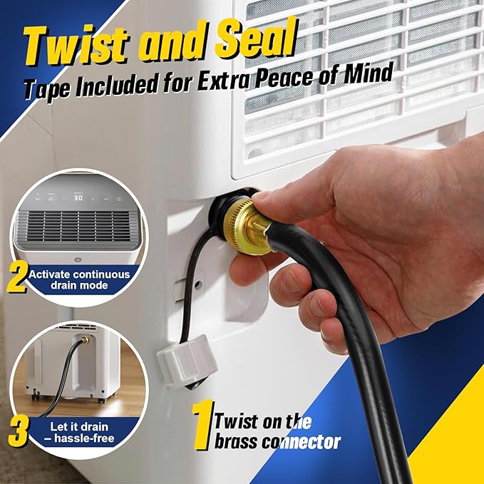 30FT Dehumidifier Drain Hose with 3/4 Inch FHT Connector, featuring Rust-Resistant Brass Fittings for Leak-Proof Connection, Perfectly Compatible with Most Dehumidifier Brands（7 Length Options）