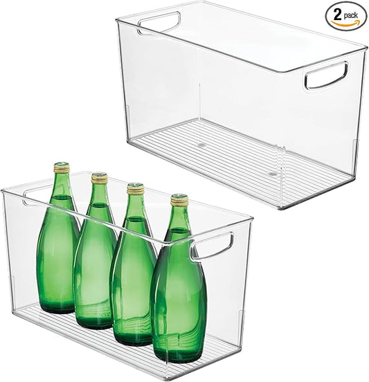 iDesign Plastic Storage Bin with Handles for Household Storage - Set of 2 - Clear - Made in USA