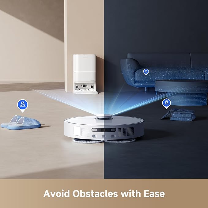 DREAME L40s Ultra CE Robot Vacuum and Mop Combo with Self-Emptying Dock, 13,000Pa Suction, Mop Self-Cleaning and Auto-Raising, Ultrasonic Carpet Sensing, Ideal for Pet Hair, Carpet and Hard Floors