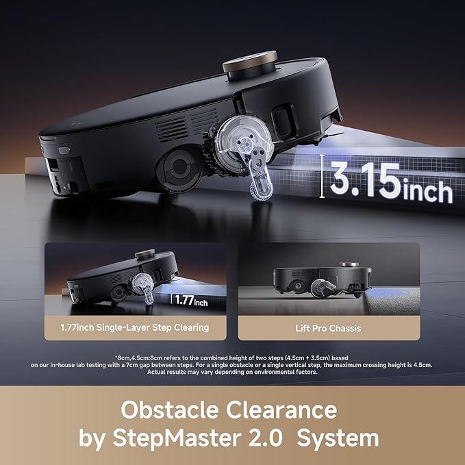 Mova Z60 Ultra Roller Complete Robot Vacuum and Mop, 28,000Pa Suction, 3.14in Obstacle Crossing, AutoShield for Carpet Protection, Zero Tangling Duobrush, Extendable Roller & Side Brush