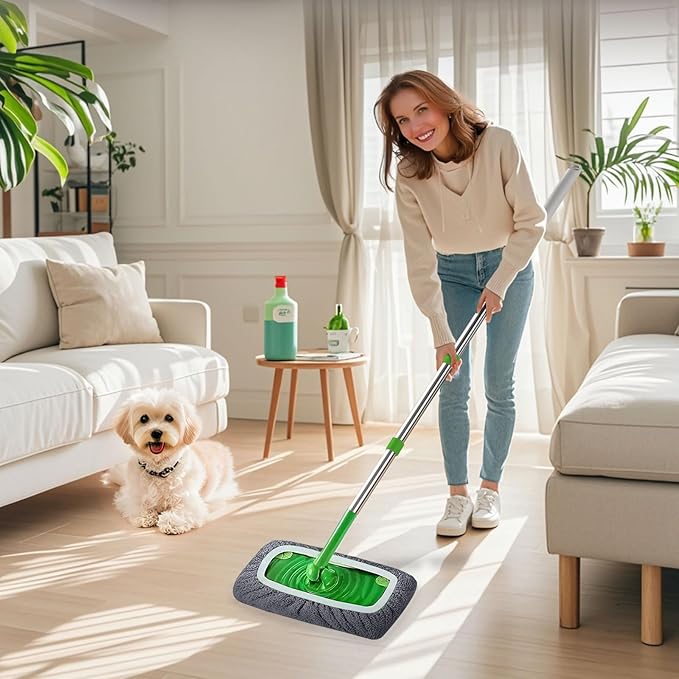 6 Pack Reusable Microfiber Mop Pads Compatible with Swiffer Sweeper, Washable Dry Sweeping Cloths & Wet Mopping Cloths Wet Pads Refill for Mopping Floor (Mop is Not Included)