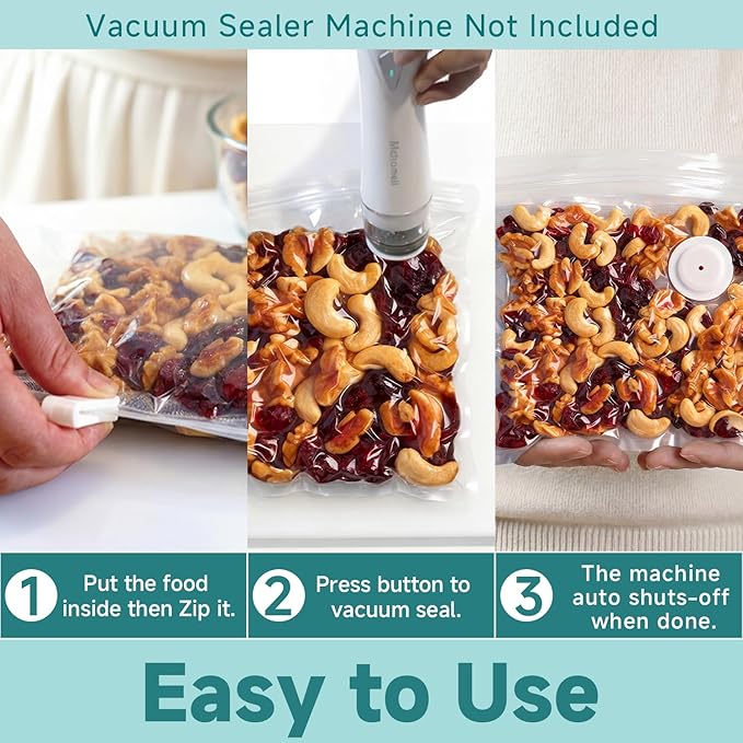 Reusable Vacuum Sealer Bags for Food – 30 BPA-Free Small (8.66in × 8.26in) Food Storage Bags, Freezer Microwave Safe, Odor-Resistant, Leak-Proof – Compatible with Handheld Vacuum Sealers | BPA Free Material