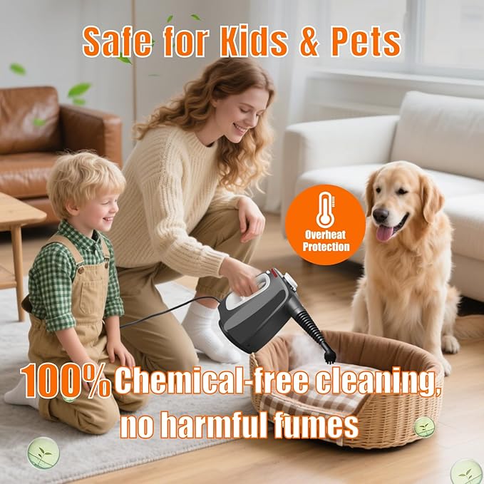 Pressurized Handheld Steam Cleaner for Home, Multi-Surface Steamer with 14 PCS Accessories for House Cleaning, 20S Fast Heat Up, 1350W Portable Steamer Cleaner with Safety Lock for Bathroom, Kitchen