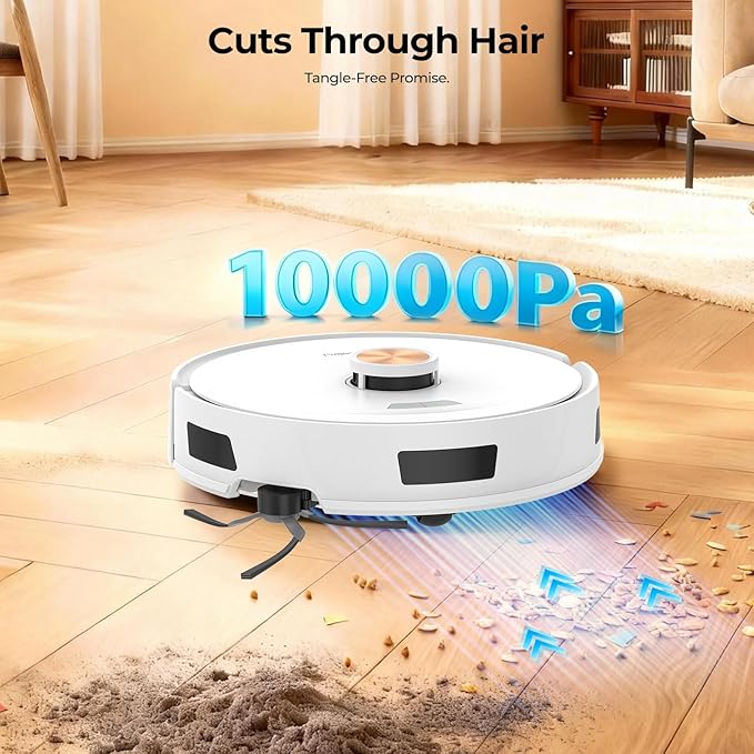 Robot Vacuum and Mop Combo, 10Kpa Robotic Vacuum Cleaner, 150 Min Max, Customized Cleaning, Multi-Floor Mapping, WiFi/Alexa/APP, Ideal for Hard Floors, Carpets & Pet Hair, Self-Charge (3621)