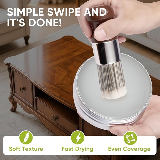 Furniture Salve for Leather & Wood - Polish, Restore & Protect, Vinyl & Wood Surfaces | Leather Conditioner & Repair Salve with Applicator Brush | All-in-One Furniture Polish & Moisturizer 4oz