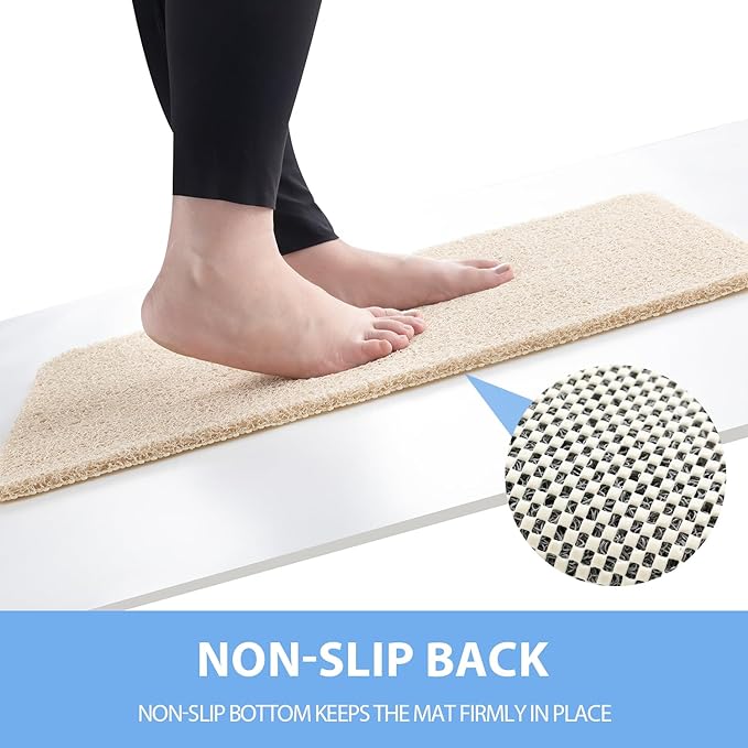 Non Slip Bathtub Mat, Anti Slip Shower Mat, Quick Drying Bath Tub Mats, Foot Scrubber Mat, Anti Slip Mat for Tub, Floor, Bathroom, Home, Kitchen, Hotel (Beige 32"x17")