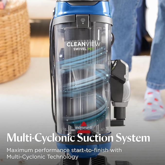 Bissell CleanView Swivel Vacuum with Triple Action Brush Roll, Swivel Steering, Extension Wand, Easy-Empty Dirt Tank, Multi-Cyclonic Suction System, New 2024 Model